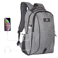 Grey Canvas Dual-shoulder Laptop Backpack - Portable Outdoor thumbnail