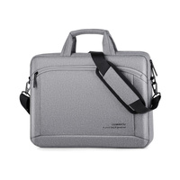 Portable 15 Inch Laptop Leather Handbag For Business Briefcase - Light Grey thumbnail