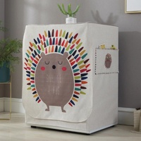 Cartoon Cotton Linen Drum Roller Washing Machine Dust Cover - 83x60x60cm Size - Blue Flower thumbnail