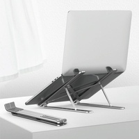 Adjustable Laptop Stand - Portable Folding Height Increase Heat Dissipation - Silver thumbnail