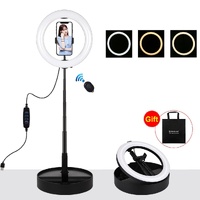 10.2 Dual-colour Led Ring Light with Usb Bluetooth Remote and Phone Holder - White thumbnail