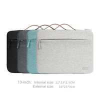 Waterproof Laptop Sleeve Bag With Zipper - Handheld - Beige White thumbnail