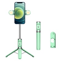 Bluetooth Remote Selfie Stick with Dual Fill Light and Tripod - Yellow thumbnail