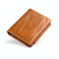 Multi-functional Oil Wax Leather Rfid Wallet - Brown thumbnail