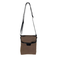 FIB Byron Canvas Sling Bag Shoulder Travel Cross Body - Brown thumbnail