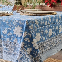 Rectangle Tablecloth Table Cover Flower Pattern Dining Table Cloth - Blue Bellflower thumbnail