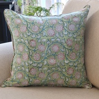 Kolka Floral Garden Soft Cotton Voile High Quality Decorative Cushion - Green thumbnail