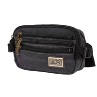 FIB Canvas Bum Bag w Belt Wallet Waist Pouch Travel Mobile Phone Military - Black thumbnail