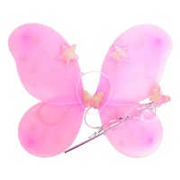 Girls Kids Angel Fairy Butterfly Wing Fancy Princess Costume Party - Light Pink thumbnail