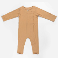 Ponchik Babies + Kids Magnetic Bamboo Body Suit - Toffee - 6-12m thumbnail
