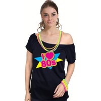 I Love The 80s Black Womens T Shirt Costume Ladies 1980s Fancy Dress Up Top thumbnail