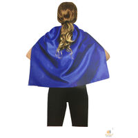 SHORT CAPE Kids Childrens Party Costume Vampire Coat School Team Colours - Blue thumbnail