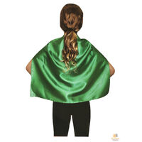 SHORT CAPE Kids Childrens Party Costume Vampire Coat School Team Colours - Green thumbnail