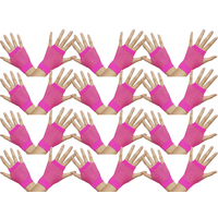 12 Pair Fishnet Gloves Fingerless Wrist Length 70s 80s Costume Party - Hot Pink thumbnail