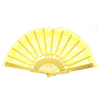 LACE FAN Hand Folding Wedding Party Bridal Spanish Costume Accessory - Yellow thumbnail