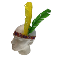 INDIAN Two Feather Headband Headdress Fancy Dress Native American Costume Party thumbnail
