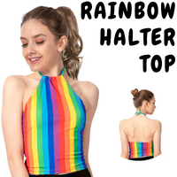 Womens RAINBOW HALTER Top LGBT Gay Lesbian Gay Pride Tank T-Shirt thumbnail