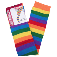 OVER THE KNEE SOCKS Plain Striped High Thigh Ladies Long Womens Stripey Stocking - Rainbow thumbnail