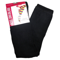 OVER THE KNEE SOCKS Plain Striped High Thigh Ladies Long Womens Stripey Stocking - Plain Black thumbnail