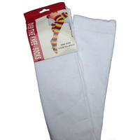 OVER THE KNEE SOCKS Plain Striped High Thigh Ladies Long Womens Stripey Stocking - Plain White thumbnail