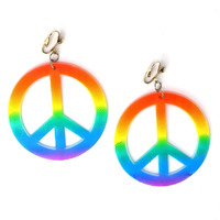 PEACE EARRINGS Hippie 60s 70s Costume Fancy Dress Party Hippy Groovy Boho thumbnail