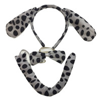 3pcs DOG EAR HEADBAND w Bow Tail Animal Costume Halloween Party Hair Dalmatian thumbnail
