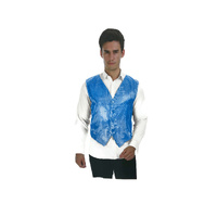Mens Premium SEQUIN VEST Waistcoat Dance Costume Disco Sparkle Deluxe - Light Blue thumbnail