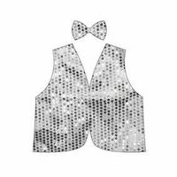 Kids Sequin Vest Bow Tie Set Costume 80s Party Dress Up Waistcoat - Silver thumbnail