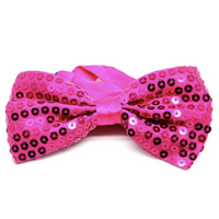 GLITTER SEQUIN BOW TIE Costume Fancy Dress Dance Fancy Shiny Party Bowtie - Hot Pink thumbnail