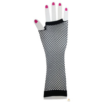 FISHNET GLOVES Fingerless Elbow Length 70s 80s Womens Costume Party Dance - Black - One Size thumbnail