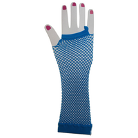 FISHNET GLOVES Fingerless Elbow Length 70s 80s Womens Costume Party Dance - Blue - One Size thumbnail