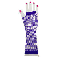 FISHNET GLOVES Fingerless Elbow Length 70s 80s Womens Costume Party Dance - Purple - One Size thumbnail