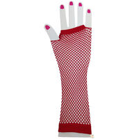 FISHNET GLOVES Fingerless Elbow Length 70s 80s Womens Costume Party Dance - Red - One Size thumbnail