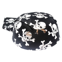 Pirate Hat Bandana Style Fancy Dress Costume Halloween Caribbean - Black/Silver thumbnail