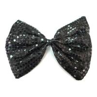 LARGE BOW TIE Sequin Polka Dots Bowtie Big King Size Party  Costume - Black thumbnail
