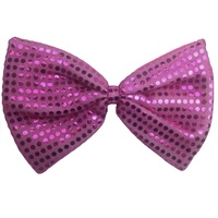LARGE BOW TIE Sequin Polka Dots Bowtie Big King Size Party Unisex Costume - Hot Pink thumbnail