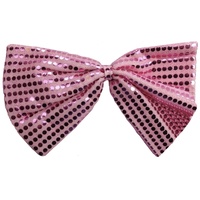 LARGE BOW TIE Sequin Polka Dots Bowtie Big King Size Party  Costume - Light Pink thumbnail