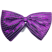 LARGE BOW TIE Sequin Polka Dots Bowtie Big King Size Party  Costume - Purple thumbnail