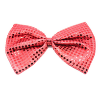 LARGE BOW TIE Sequin Polka Dots Bowtie Big King Size Party  Costume - Red thumbnail