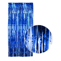 Tinsel Curtain Foil Metallic Fringe Backdrop Party Door Decorations (200cm x 100cm) - Blue thumbnail