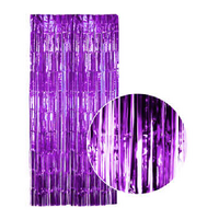 Tinsel Curtain Foil Metallic Fringe Backdrop Party Door Decorations - (200cm x 100cm) - Purple thumbnail