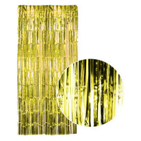 Tinsel Curtain Foil Metallic Fringe Backdrop Party Door Decorations - (200cm x 100cm) - Yellow/Gold thumbnail