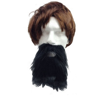 PARTY BEARD Moustache Costume Fancy Dress Mustache Halloween Fake Facial Hair - Black thumbnail