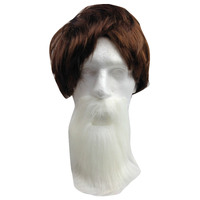PARTY BEARD Moustache Costume Fancy Dress Mustache Halloween Fake Facial Hair - White thumbnail