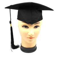Deluxe GRADUATION HAT Mortar Board Graduate Bachelor Academic Cap School - Black thumbnail