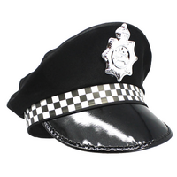 Police Officer Hat Pilot Cop Costume Party Cap Halloween Book Week - Black thumbnail