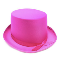 SATIN TOP HAT Costume Party Cap Fancy Dress Trilby Fedora One Size - Hot Pink thumbnail