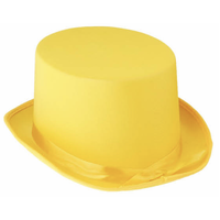 SATIN TOP HAT Costume Party Cap Fancy Dress Trilby Fedora One Size - Yellow thumbnail