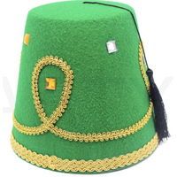 DELUXE TURKISH HAT Red Green Fez Tarboosh Dress Up Costume Party Moroccan - Green thumbnail
