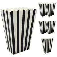 6x POPCORN BOXES Wedding Party Favour Lolly Box Retro Cinema Pop Corn - Black thumbnail